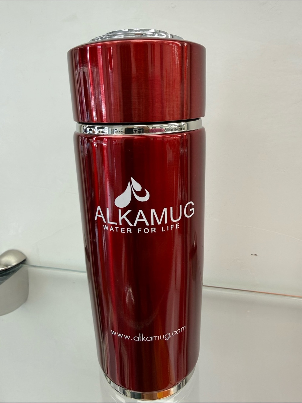Alkamug Red Stainless portable water purification and ionization system